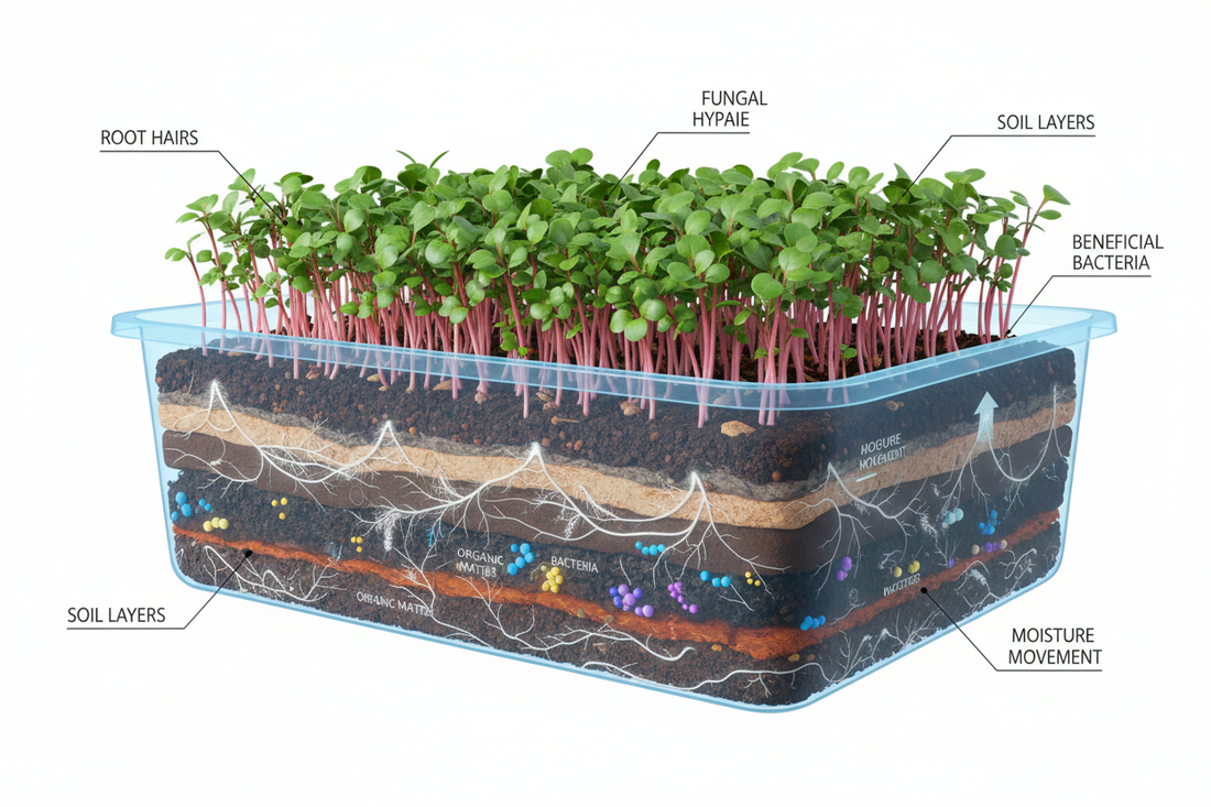 The Living Soil Beneath Our Microgreens. Why A Healthy Biome Matters.